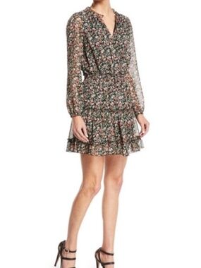 Rebecca Minkoff Rosemary Sheer Floral Mini Tiered Dress size small